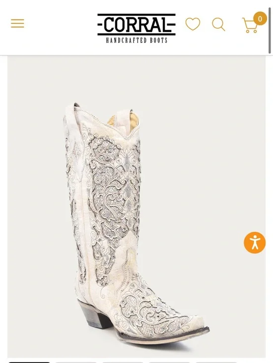 Corral White Embellished Leather Western Knee-High Boots - Picture 1 of 7